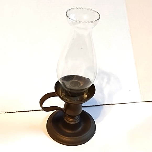 Other - Hurricane Glass Globe Brass Candle Holder